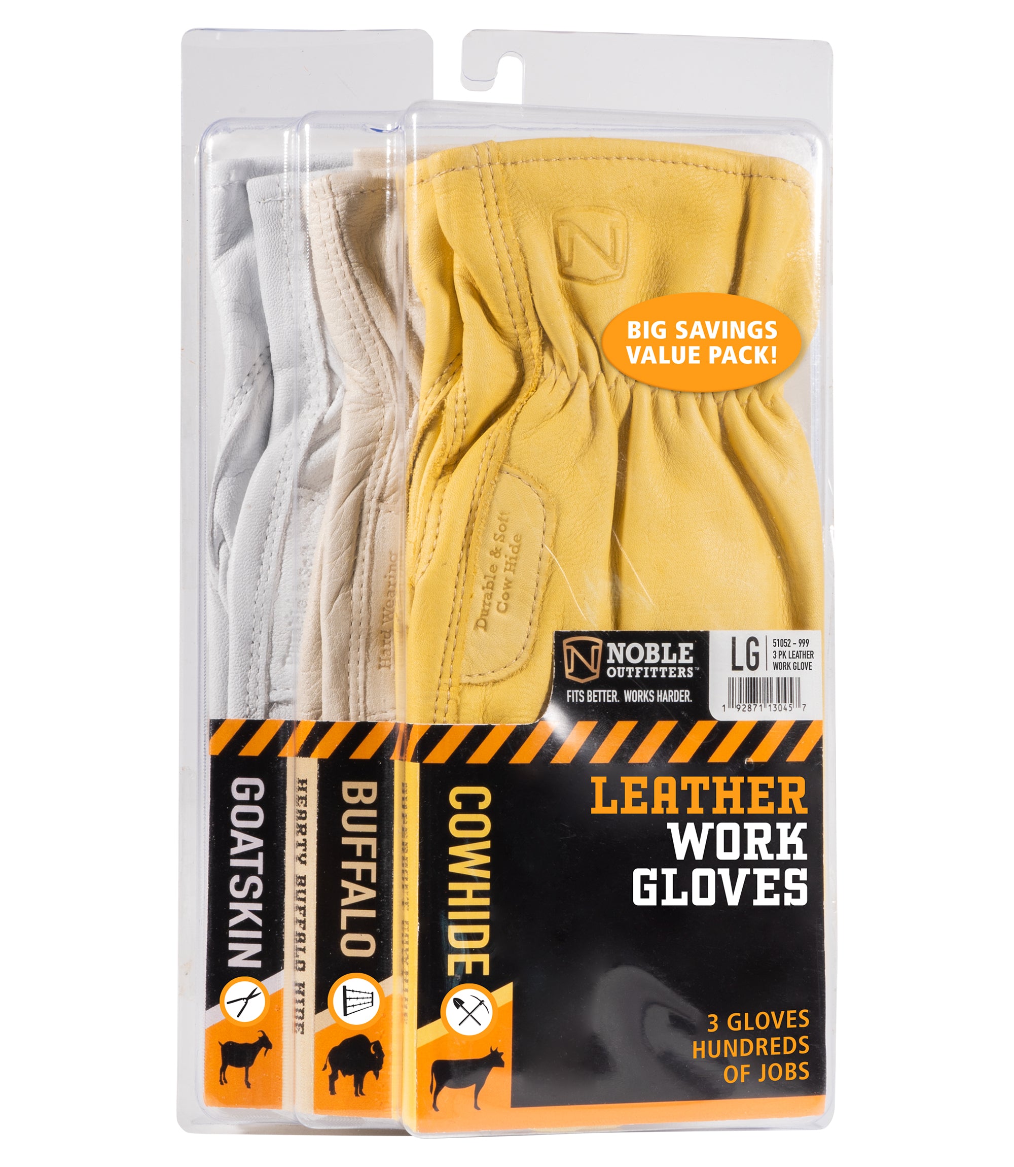 Men's Leather Work Gloves - 3 Pack – Noble Outfitters